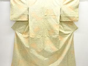 アンティーク　花唐草模様織り出し手織り紬着物